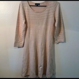 Sequin Hearts Quarter-Sleeve Cream Sweater Dress